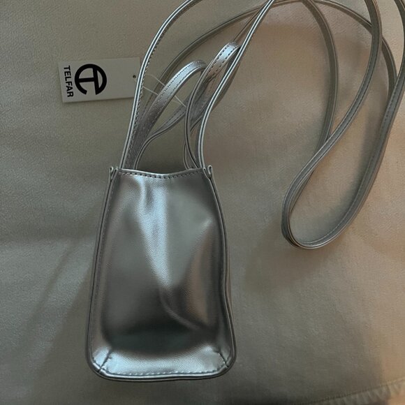TELFAR Small Crossbody "Shopping Bag" - Metallic Silver - NWT - Picture 5 of 6